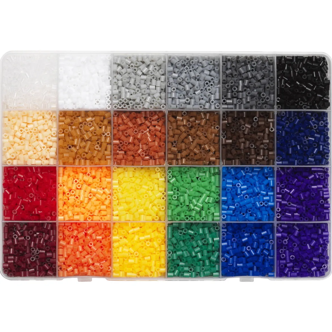 Rørperler Mini storpak Basic – 12000 Mini-perler i 24 basisfarver. Perlerne er Ø2,5 mm