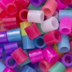 Rørperler XL 600 stk. – farvemix med glitter, store perler, som er Ø9 mm