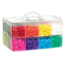 Rørperler XL 3600 stk. – perlemix i smart opbevaring med rum, XL-perler a Ø9 mm