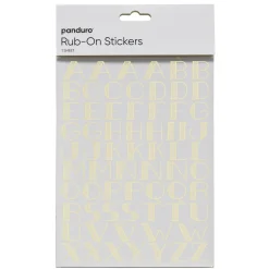 Rub-on store bogstaver guld, 1 ark à 15×20 cm