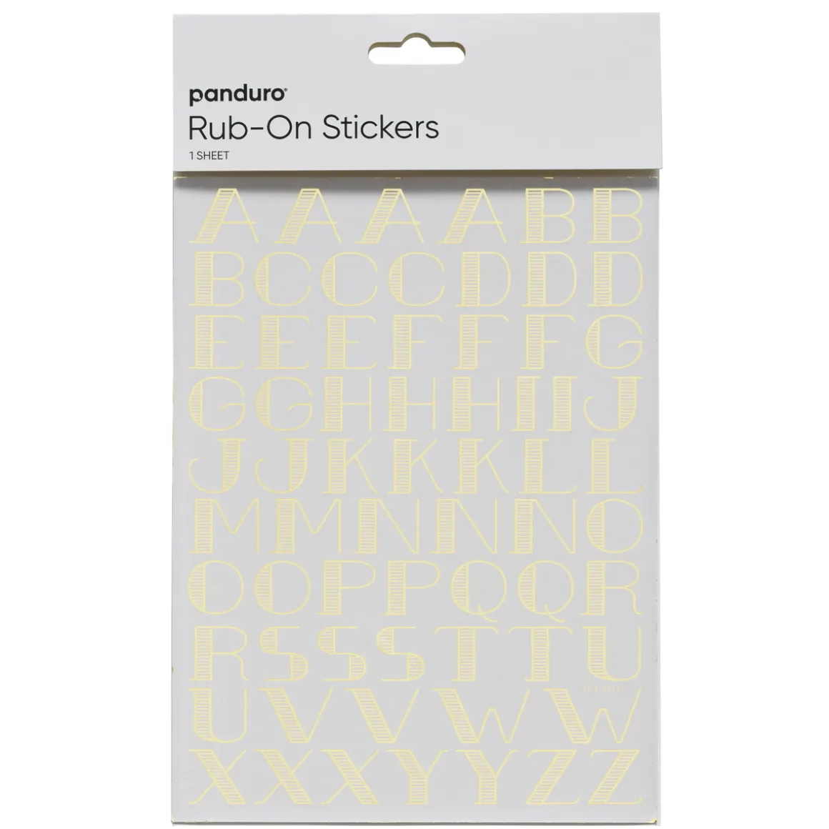 Rub-on store bogstaver guld, 1 ark à 15×20 cm