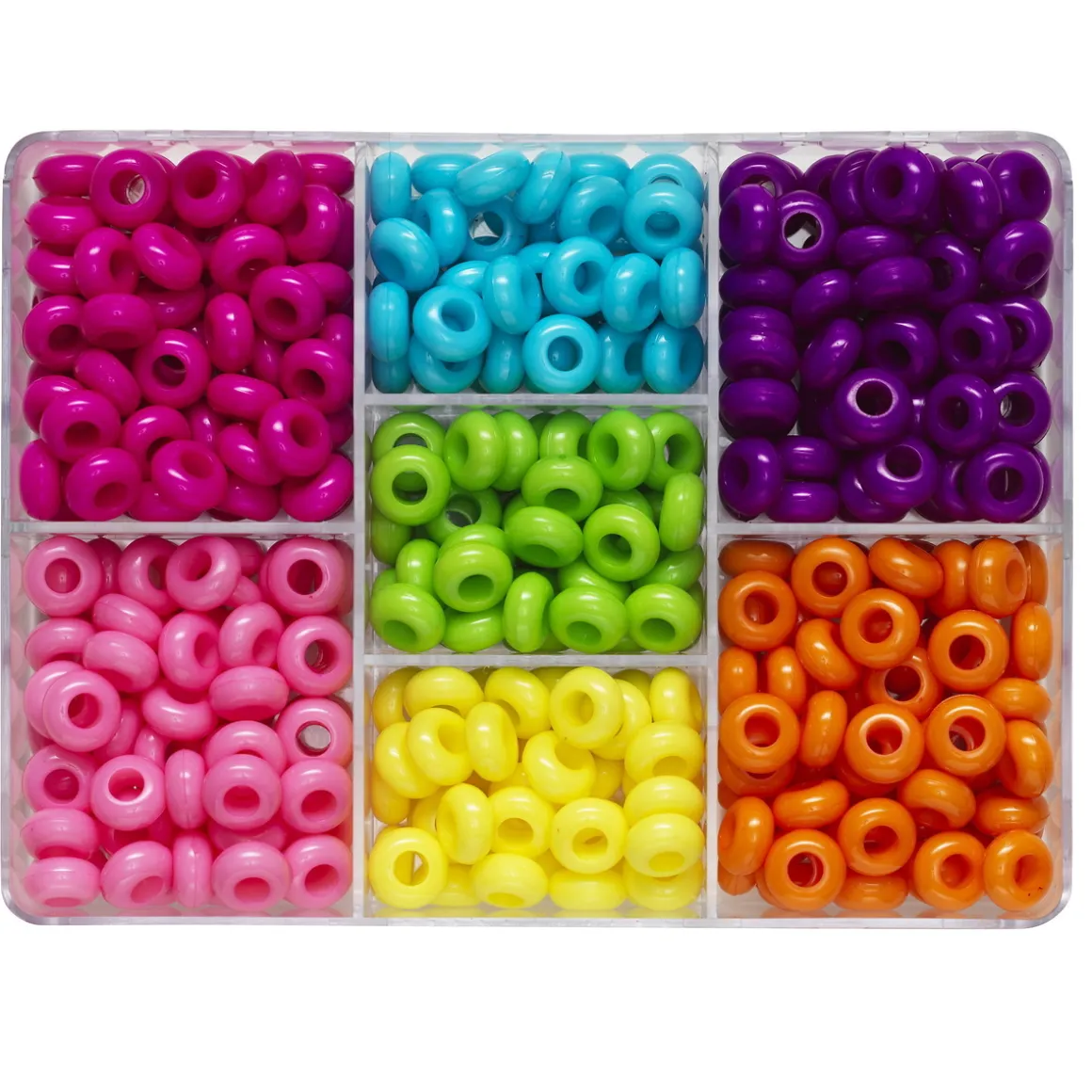 375 runde og lidt flade perler i et chunky og regnbueglad perlemix! Ø12 mm