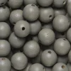 Runde træperler Ø12 mm, cirka 75 stk. grå