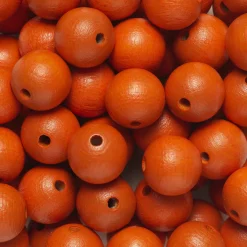 Runde træperler Ø12 mm, cirka 75 stk. orange