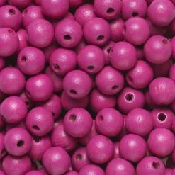 Runde træperler Ø8 mm, cirka 150 stk. rosa