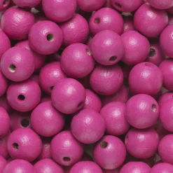 Runde træperler Ø10 mm, cirka 100 stk. rosa