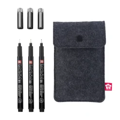 Sakura Pigma Micron Black Edition – 3 stk. fineliners #01, 03 og 05 + penalhus