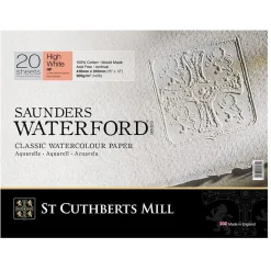 Saunders Waterford High White hellimet akvarelblok GS, HP – 41×31 cm, 20 ark, 300 g/m²
