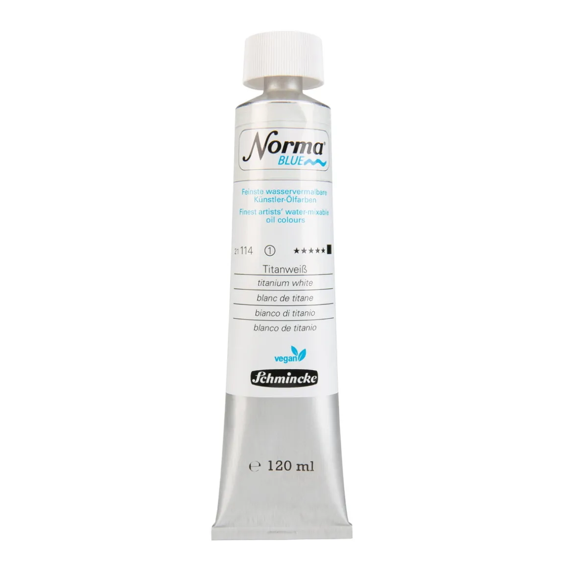 Schmincke Norma Blue vandopløselig akrylfarve 120 ml Titanium white 21114