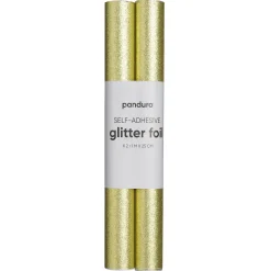 Selvklæbende glitterpapir guld, 2 ruller a 25×100 cm