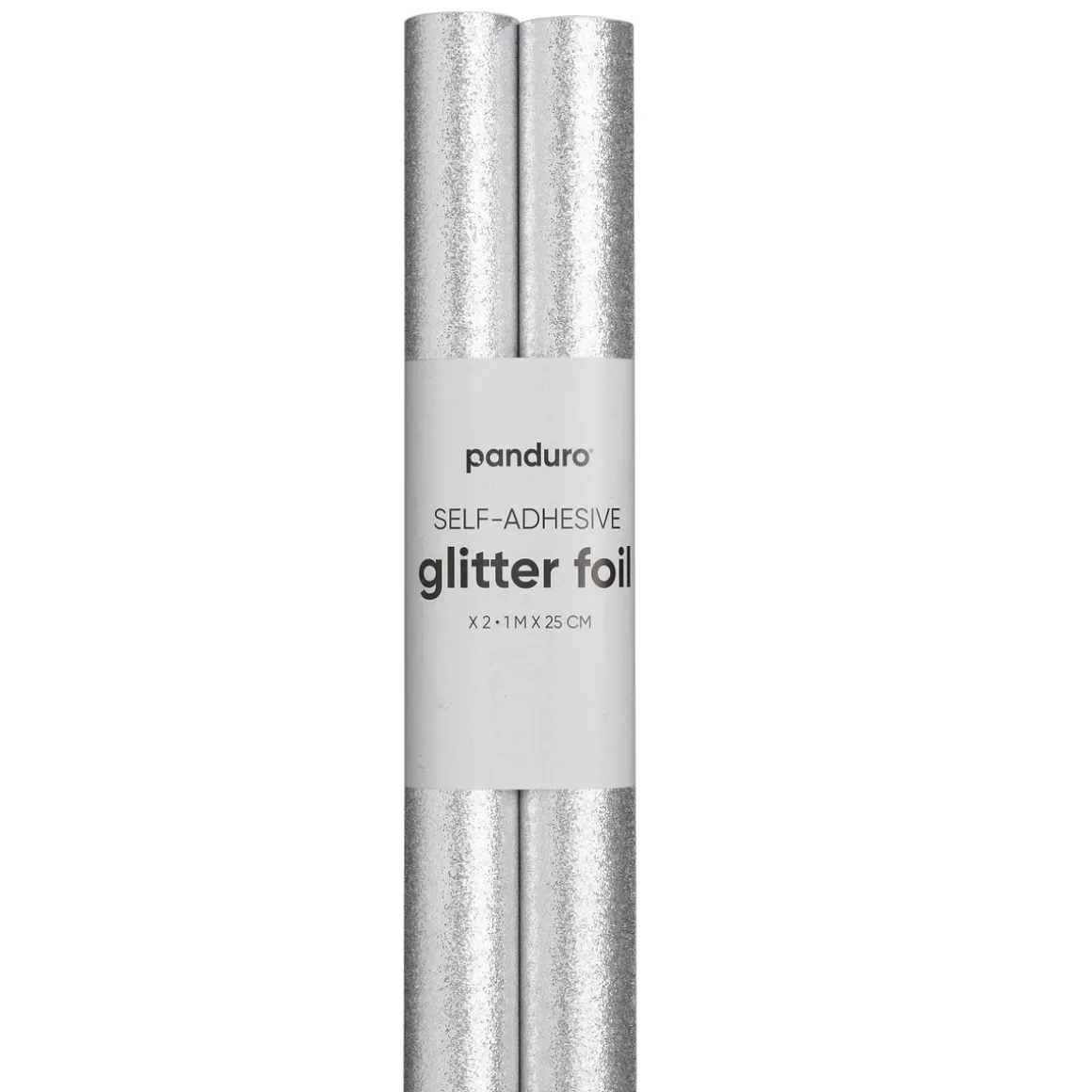 Selvklæbende glitterpapir sølv, 2 ruller a 25×100 cm
