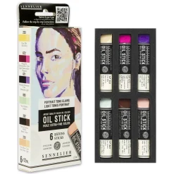 Sennelier Oil Stick Mini Light Tones Portrait, 6-pak oliefarvekridt à 12 ml