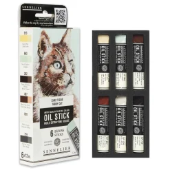 Sennelier Oil Stick Mini Tabby Cat, 6-pak oliefarvekridt à 12 ml