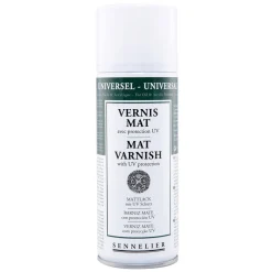 Sennelier Spray Universal Anti-UV Varnish Mat 375 ml, mat beskyttende lak til oliemaling og akrylfarve