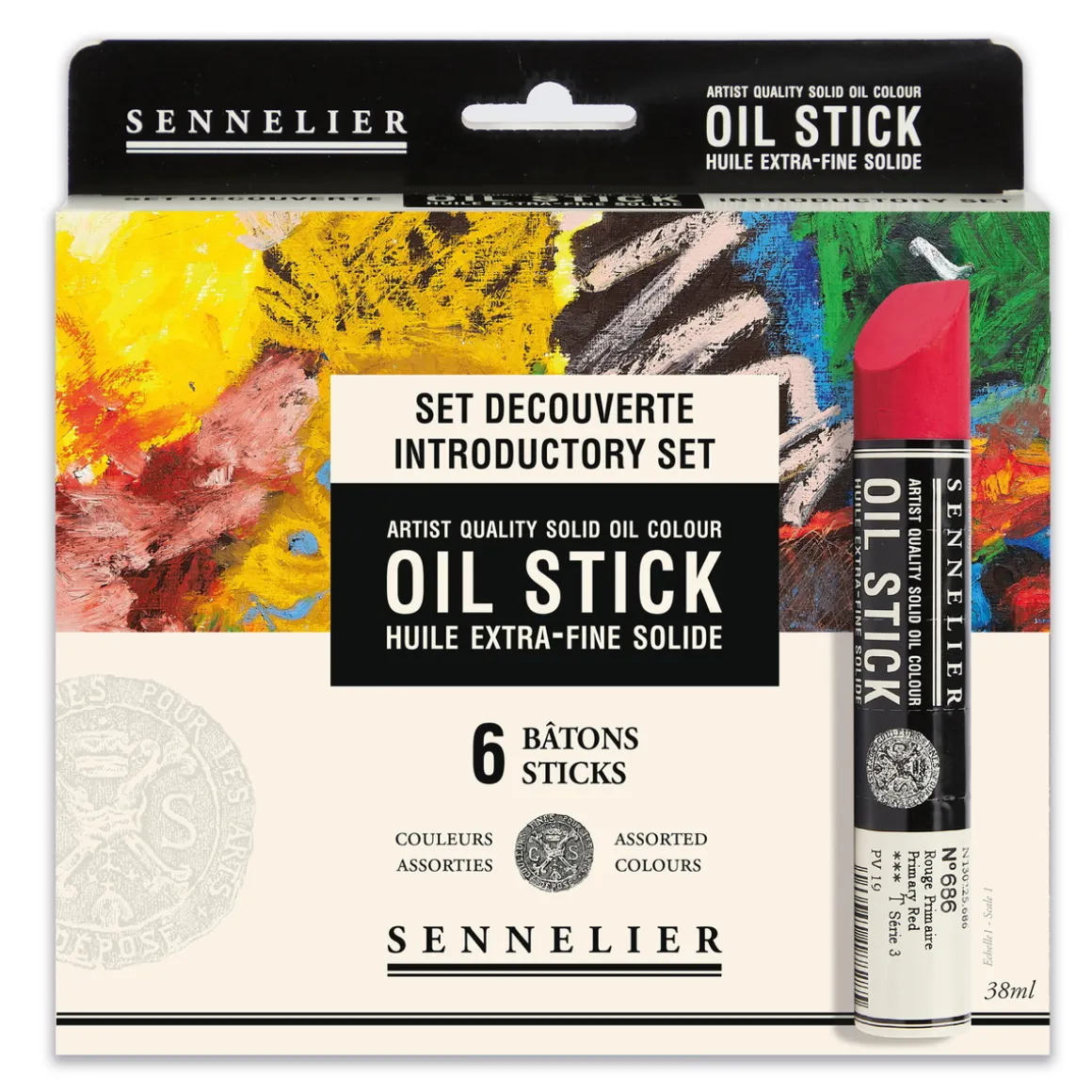 Sennelier Startsæt Oil Sticks – 6 store kridt af oliefarve a 13 cm, Ø20 mm