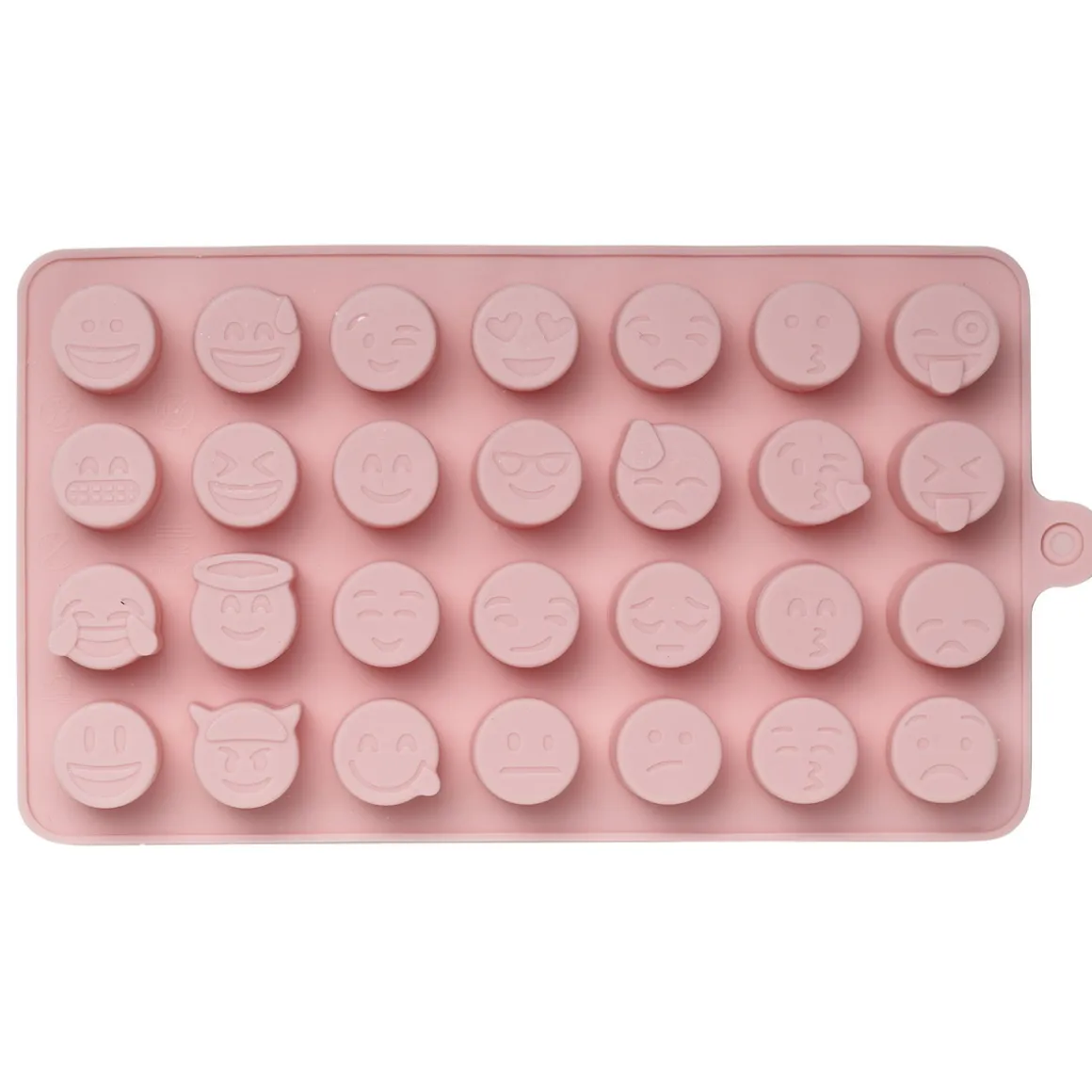 Silikoneform 28 smileys af alle slags! Støbeform til fødevarer, beton, resin m.m. 20×11×1,5 cm