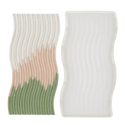 Silikoneform støbeform til Jesmonite, beton, gips m.m. Bølget plade 11,5×25 cm