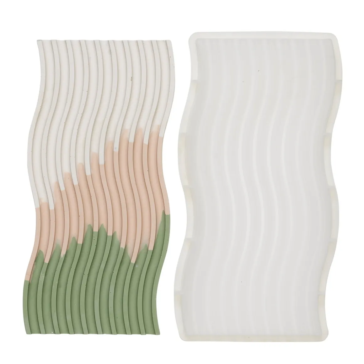 Silikoneform støbeform til Jesmonite, beton, gips m.m. Bølget plade 11,5×25 cm