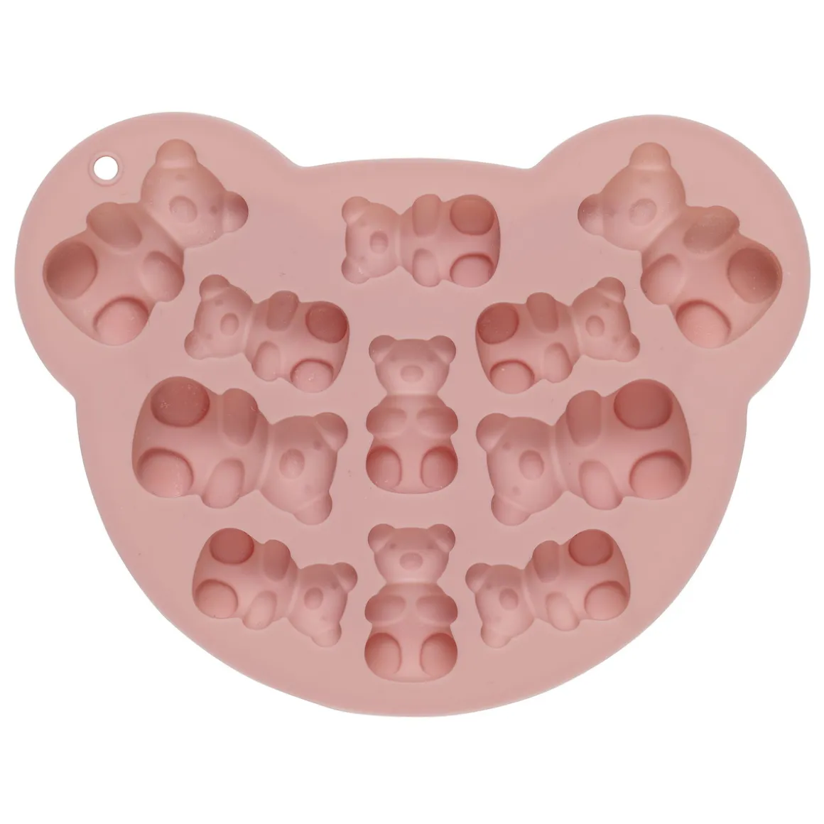 Silikoneform 11 store og små bamser, støbeform til fødevarer, beton, resin m.m. 16,2×12,3×1,5 cm