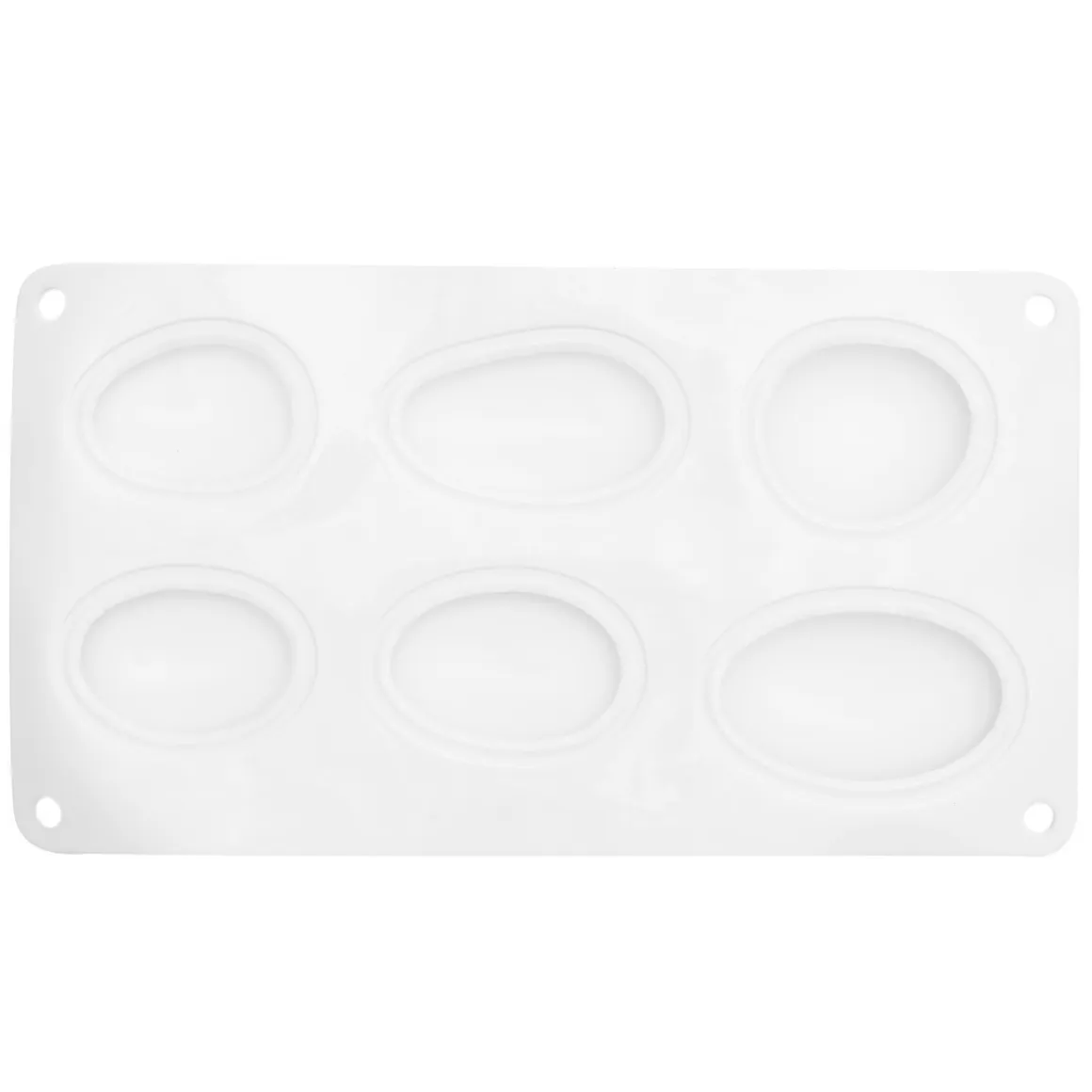 Silikoneform til levnedsmidler 6 runde og ovale stenforme, 26,5×14,5×3,5 cm