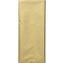 Silkepapir 5 ark à 70×50 cm, guldfarvede ark. 17 g/m²