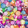 Slikperler af ler, ca. 100 stk. farvestrålende og detaljerede perler, ca. Ø1 cm