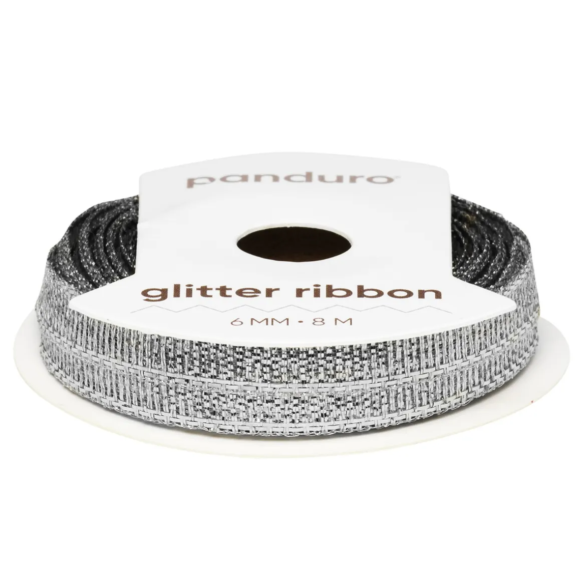 Sølvfarvet glitterbånd – 6 mm bredt og 8 meter langt