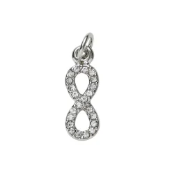 Sølvfarvet vedhæng/charm evighedstegn/infinity simili 6×17 mm