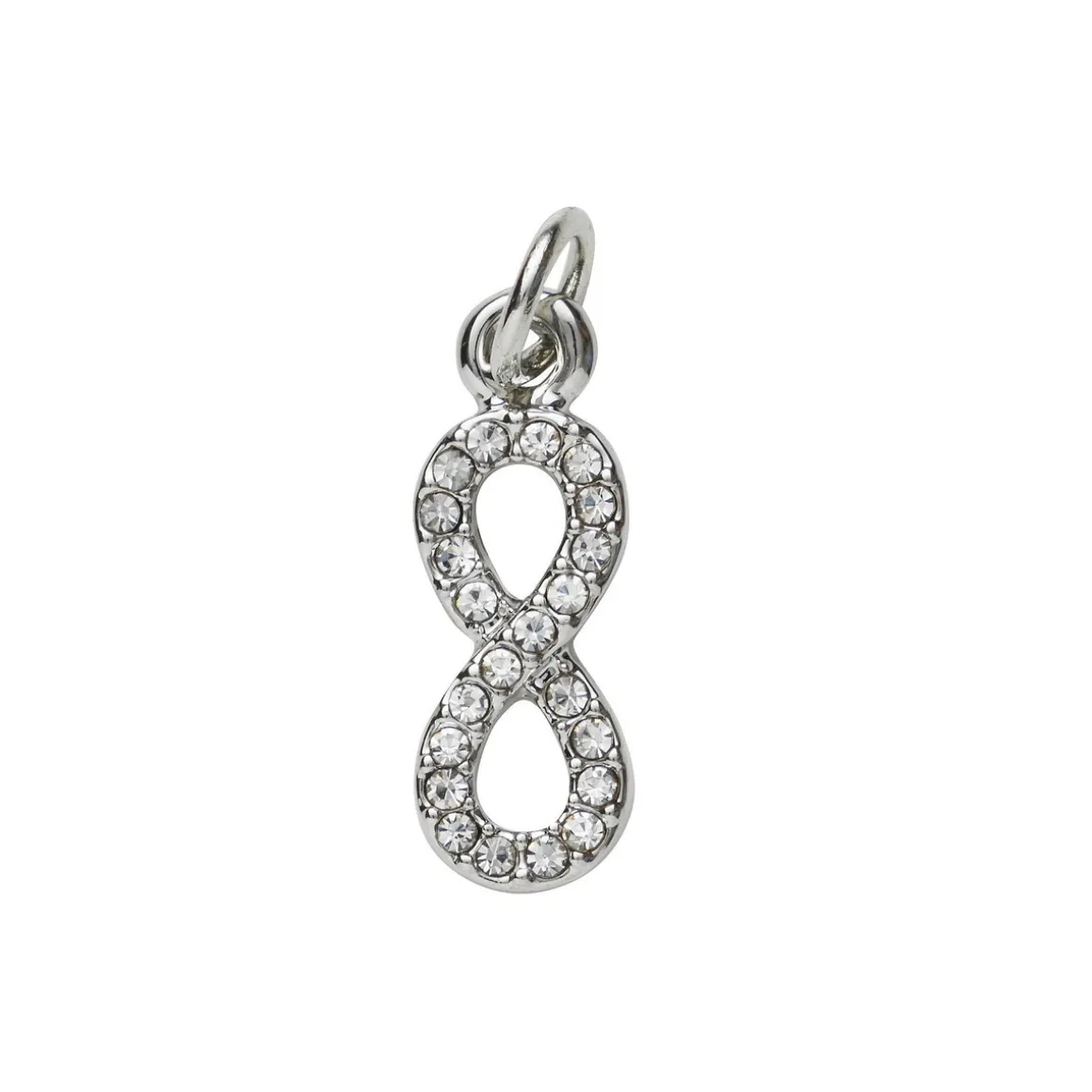 Sølvfarvet vedhæng/charm evighedstegn/infinity simili 6×17 mm