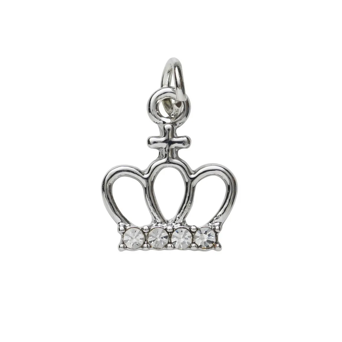 Sølvfarvet vedhæng/charm prinsessekrone med simili 12,3×15 mm