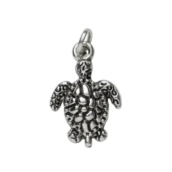 Sølvfarvet vedhæng/charm skildpadde 12,8×19 mm