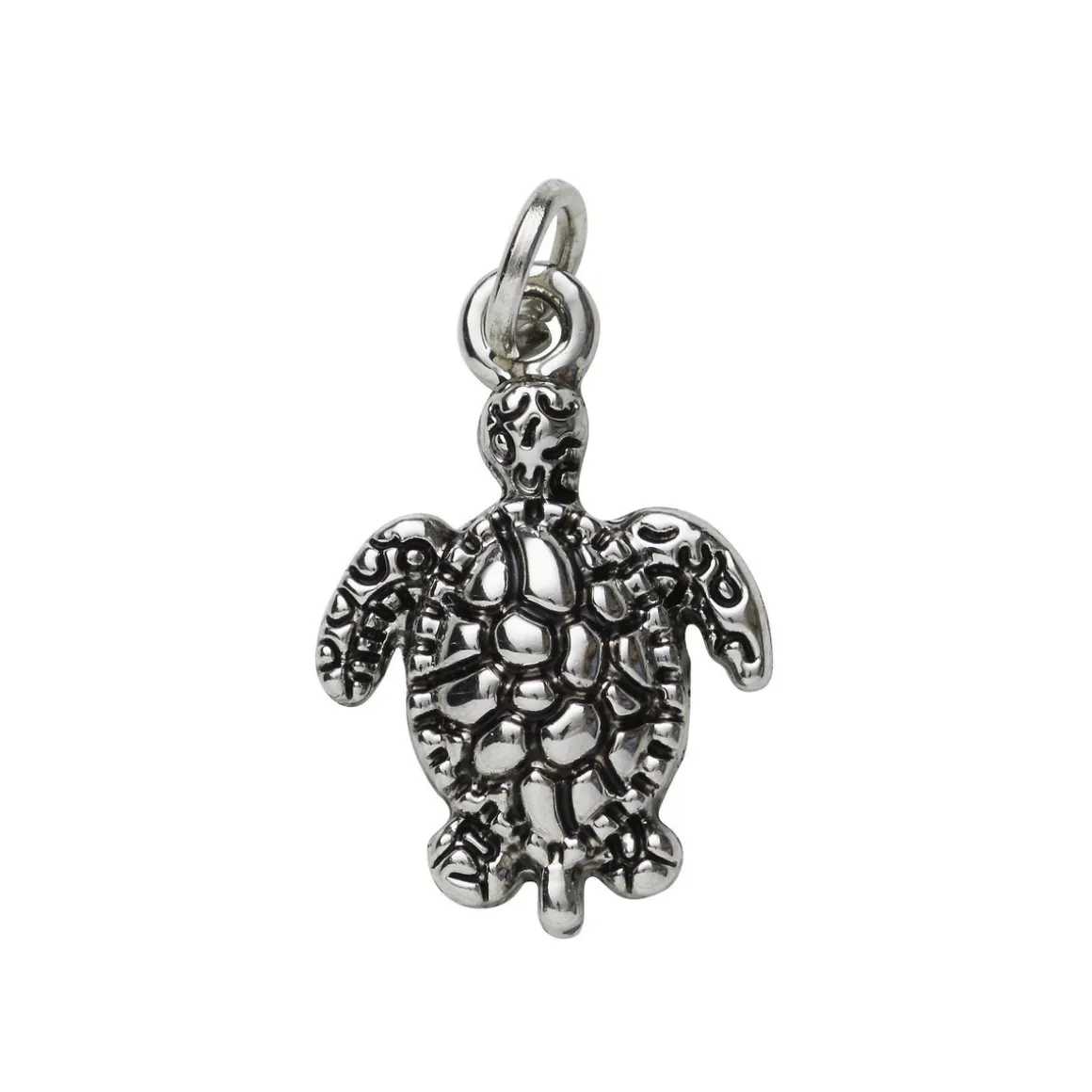 Sølvfarvet vedhæng/charm skildpadde 12,8×19 mm