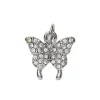 Sølvfarvet vedhæng/charm sommerfugl med simili 14×14 mm