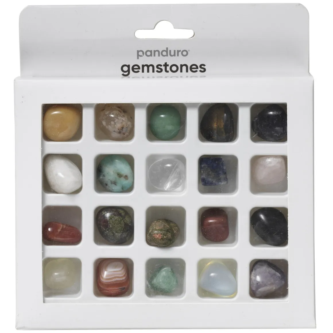 Smukke gemstones i form af halvædelsten og natursten til dekoration 20-pak