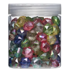 120 smukt glitrende facetperler af plast, Ø15 mm