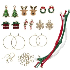 Smykkekit til jul og vinter! – 3 par øreringe, 3 armbånd og 12 charms med julestemning!