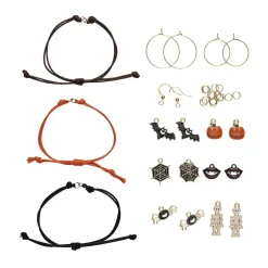 Smykkekit til spooky halloween! – 3 par øreringe, 3 armbånd og 12 virkelig væmmelige charms