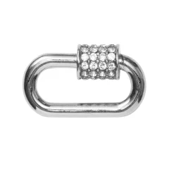 Smykkelås med skruelås, glitrende similisten, sølvfarvet 17x9 mm