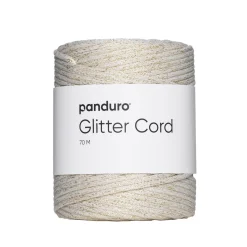Snor med glitter, 70 m creme med guldglitter. Ø3 mm