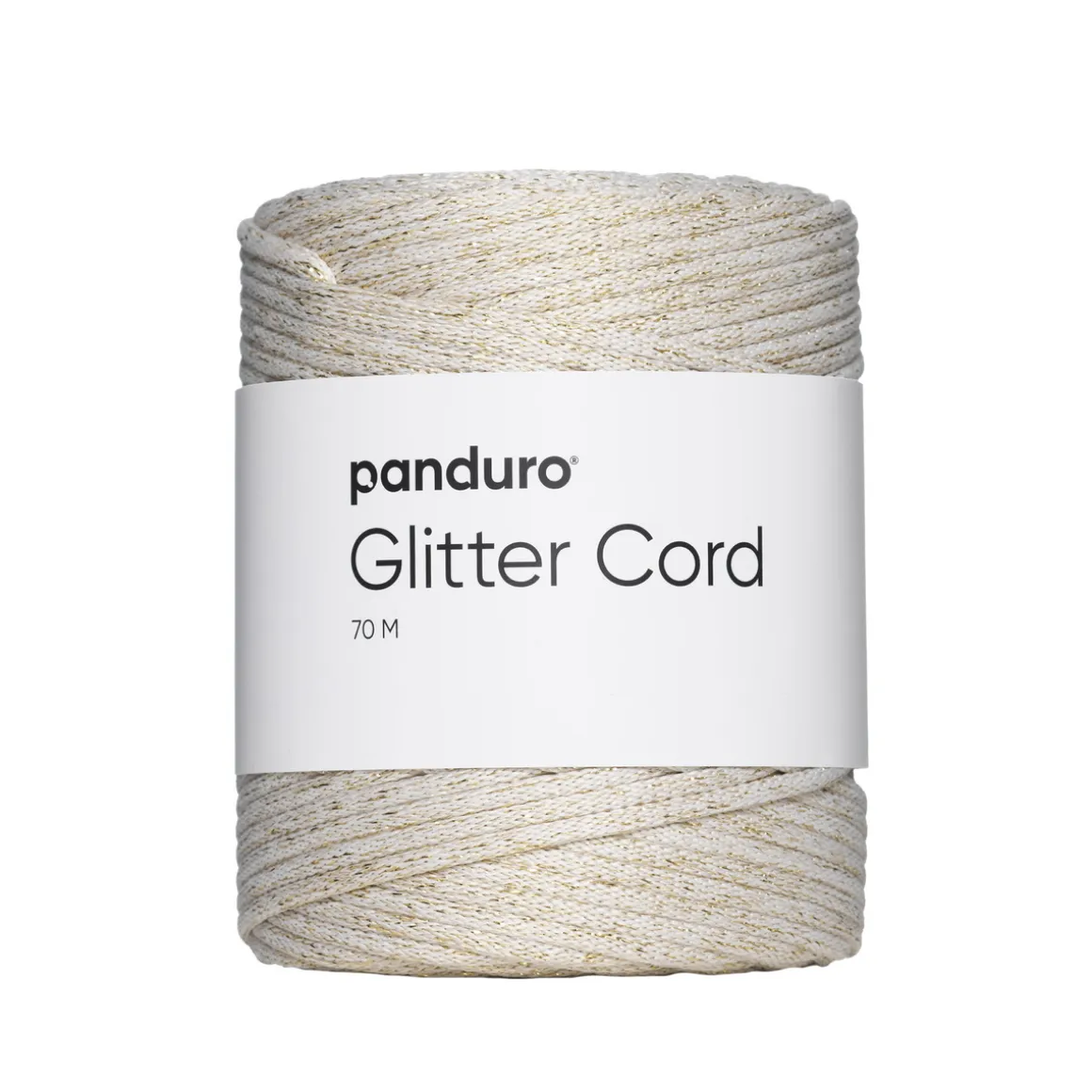 Snor med glitter, 70 m creme med guldglitter. Ø3 mm