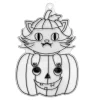 Solfanger kat i græskar til halloween 7,5×10,5 cm