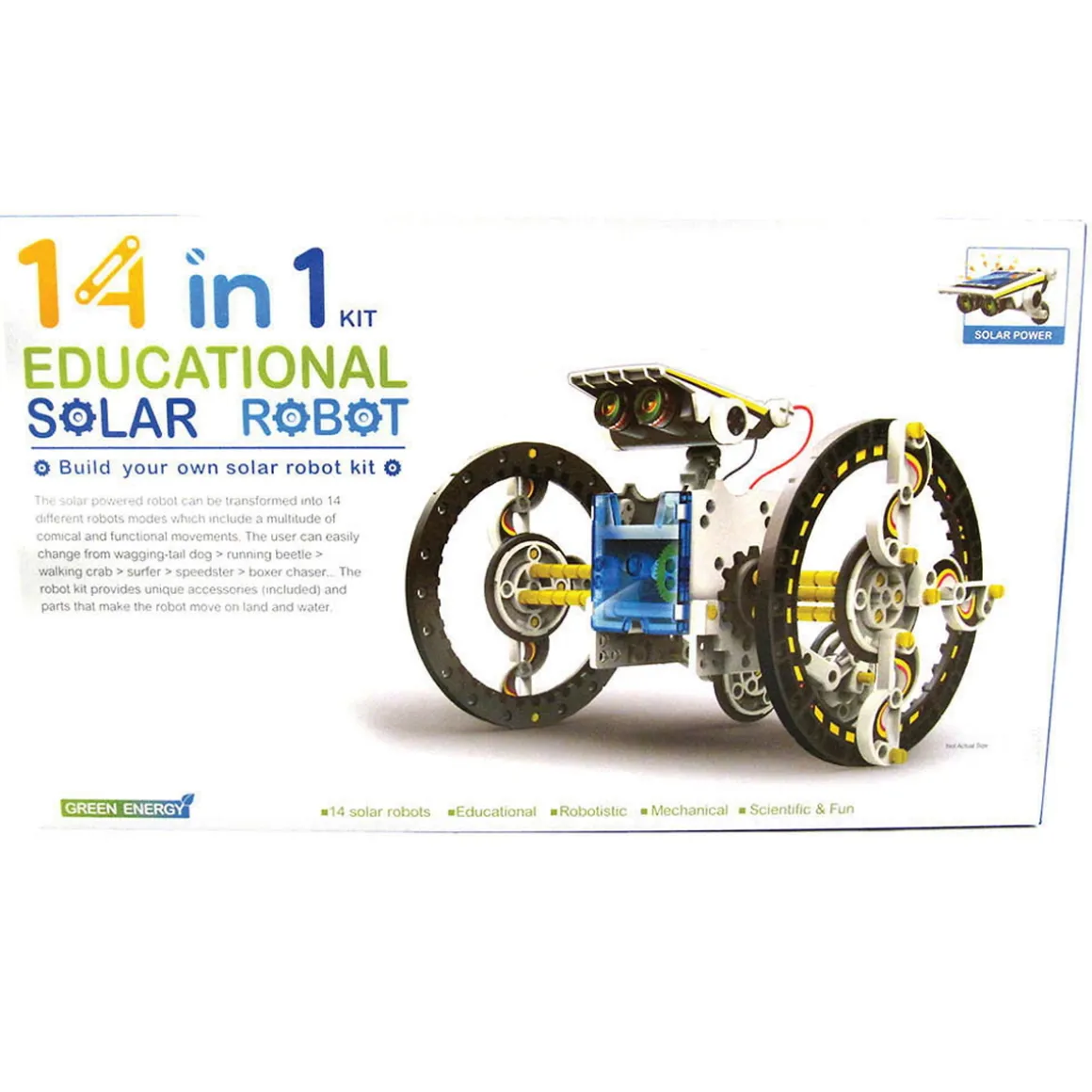 Solrobot 14-in-1 – byggemodel, som giver dig mulighed for at skabe 14 forskellige soldrevne robotter!