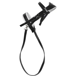 Sort ergonomisk trense med tøjler til kæphest og hobby horse