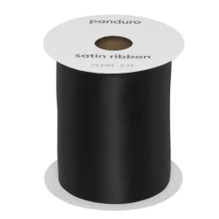 Sort satinbånd – 73 mm bredt og 5 meter langt