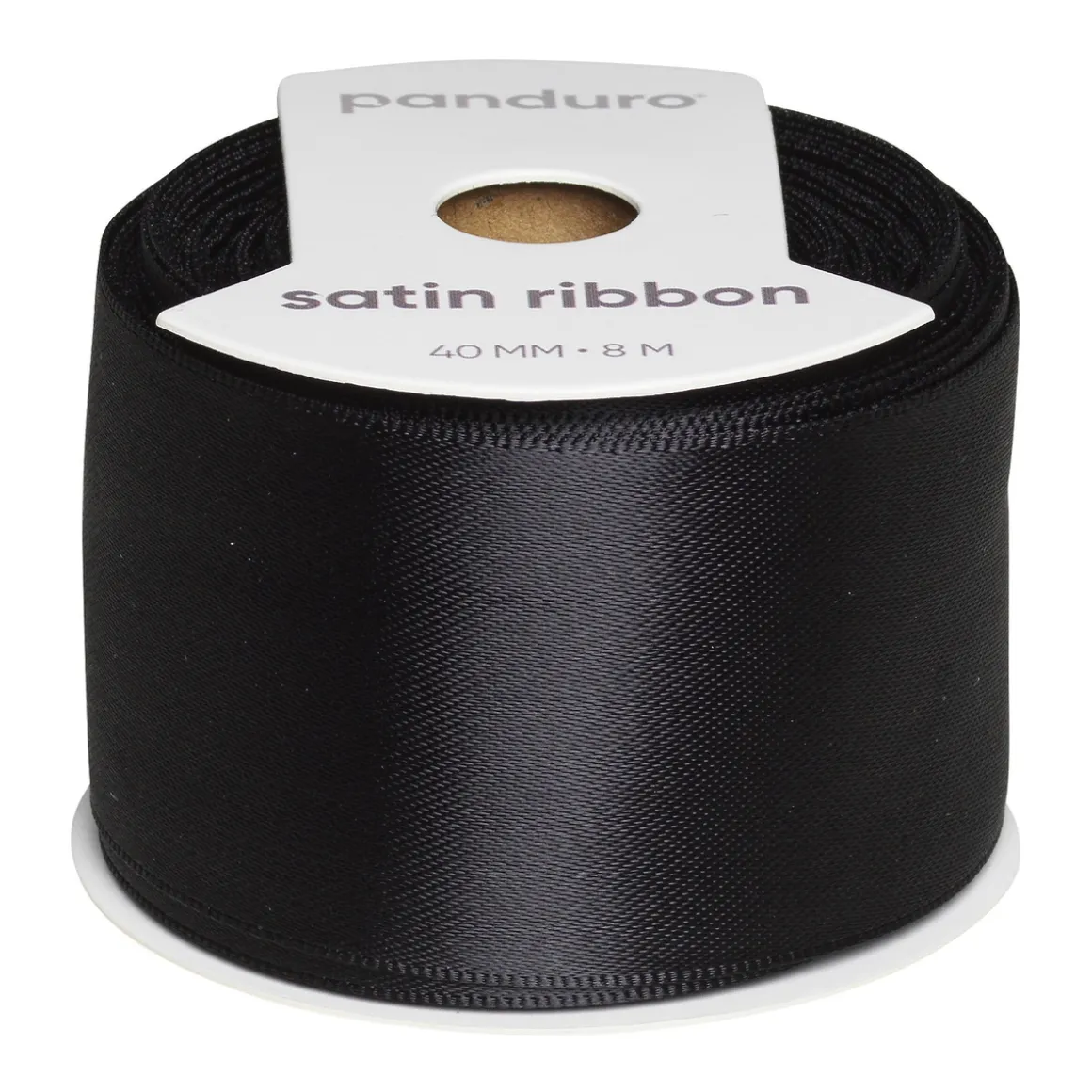 Sort satinbånd – 40 mm bredt og 8 meter langt