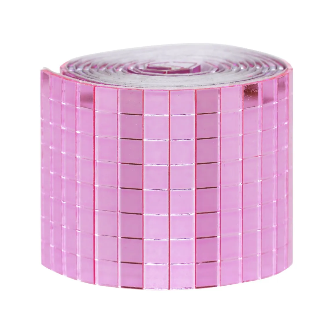 Spejlmosaik af rosa glas på rulle, selvklæbende, 800 stk. 5×5 mm firkanter