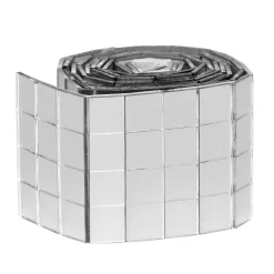 Spejlmosaik af sølvfarvet glas på rulle, selvklæbende, 400 stk. 10×10 mm firkanter
