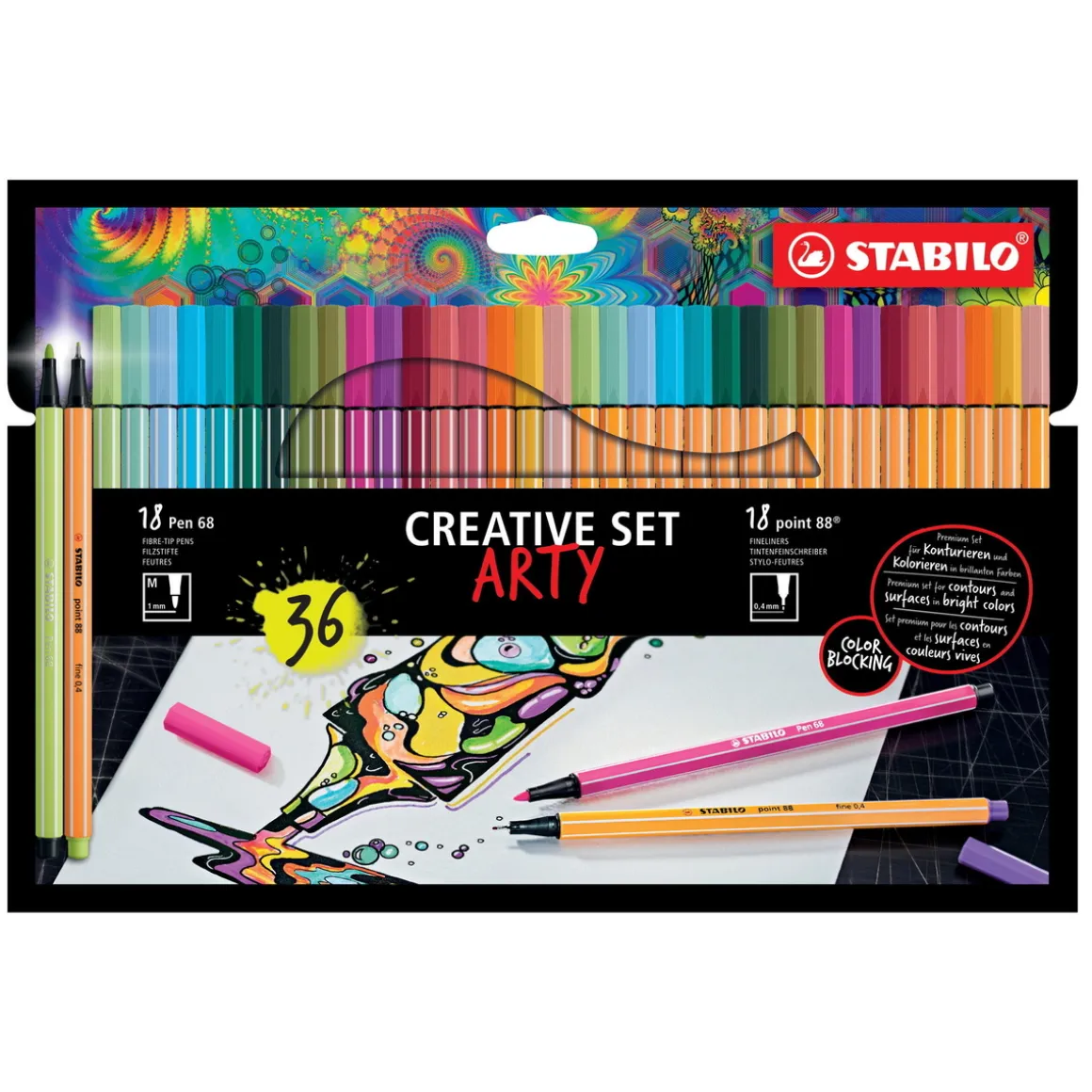 Stabilo Creative Set Arty 36 – 18×2 Stabilo Pen 68 & Point 88 fineliners
