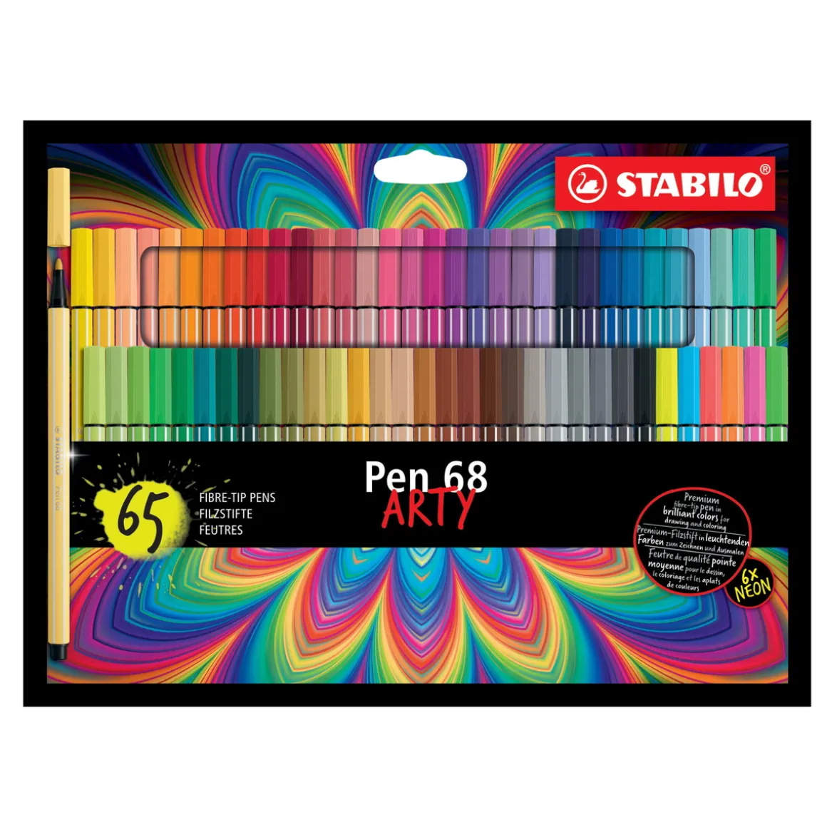 Stabilo Pen 68 Arty 65-pack – tuschpenne med 1 mm spidsbredde