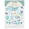 Stickersblok 16 ark Baby Blue – blåt babytema. 2×8 design